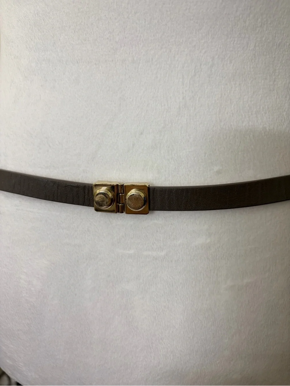 J.Crew Genuine Leather Skinny Belt Pink Taupe Gray Gold Hardware Size S - Picture 6 of 9